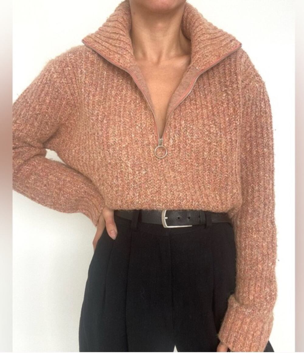 Sincerely Jules Women's Cozy Sweater 1/4 Zip Wide Collar Long Sleeve  Medium
